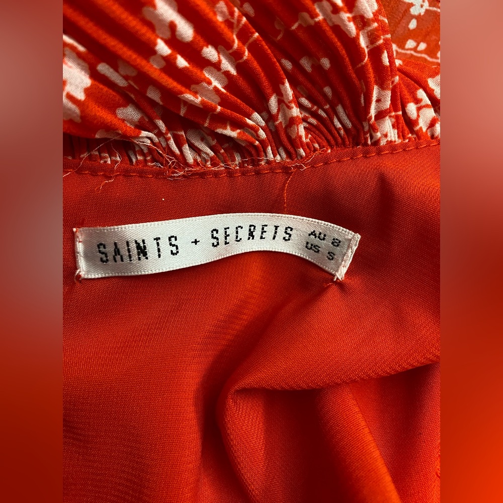 Chic Coral Ruffle Mini Dress - Picture 4 of 6